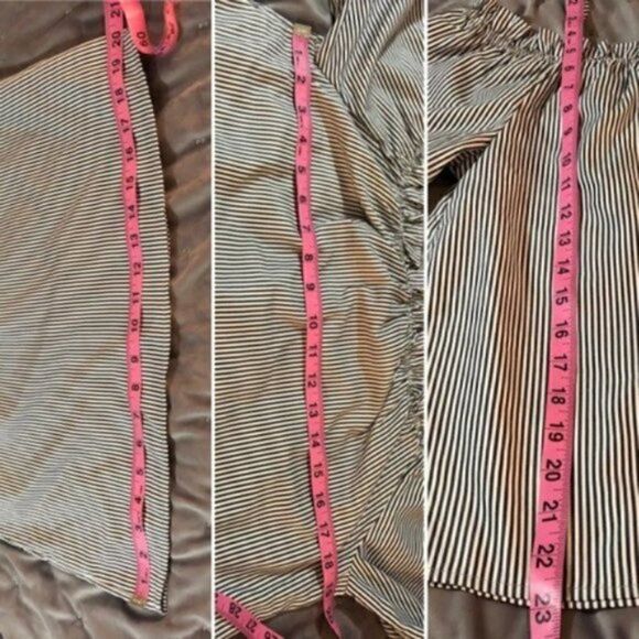 Lily White Off Shoulder Ruffle Top Grey Stripe M - Picture 9 of 9